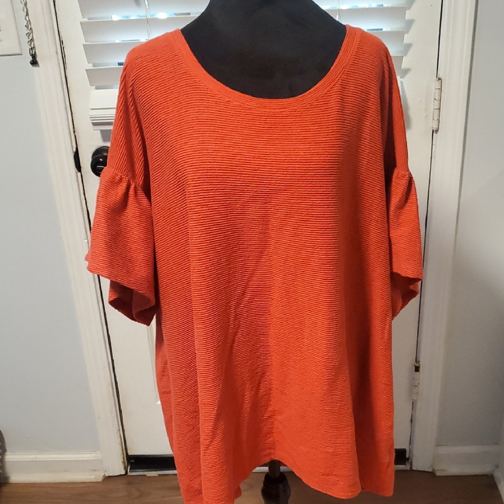 EVRI Women's Vibrant Orange/Red Short Sleeve Top